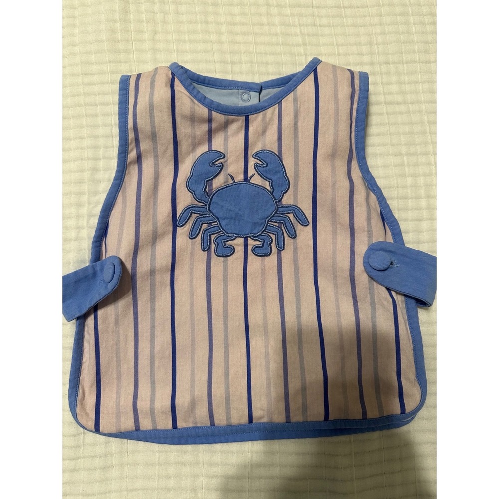 Busy Bees Smocks Reversible Nautical Bib Smock Crab Swordfish Rowan Blue 18M